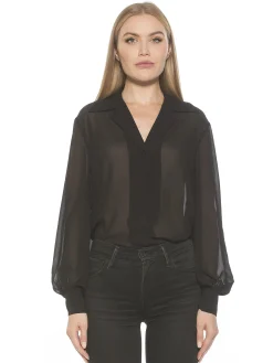 Alexia Admor Mila Long Sleeve Chiffon Blouse
