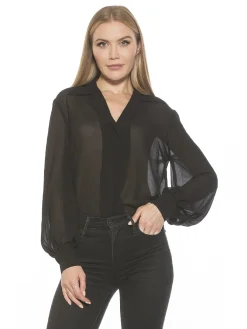 Alexia Admor Mila Long Sleeve Chiffon Blouse