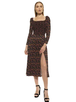 LILA SMOCKED FIT & FLARE PUFF SLEEVE DRESS I ALEXIA ADMOR