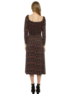 LILA SMOCKED FIT & FLARE PUFF SLEEVE DRESS I ALEXIA ADMOR