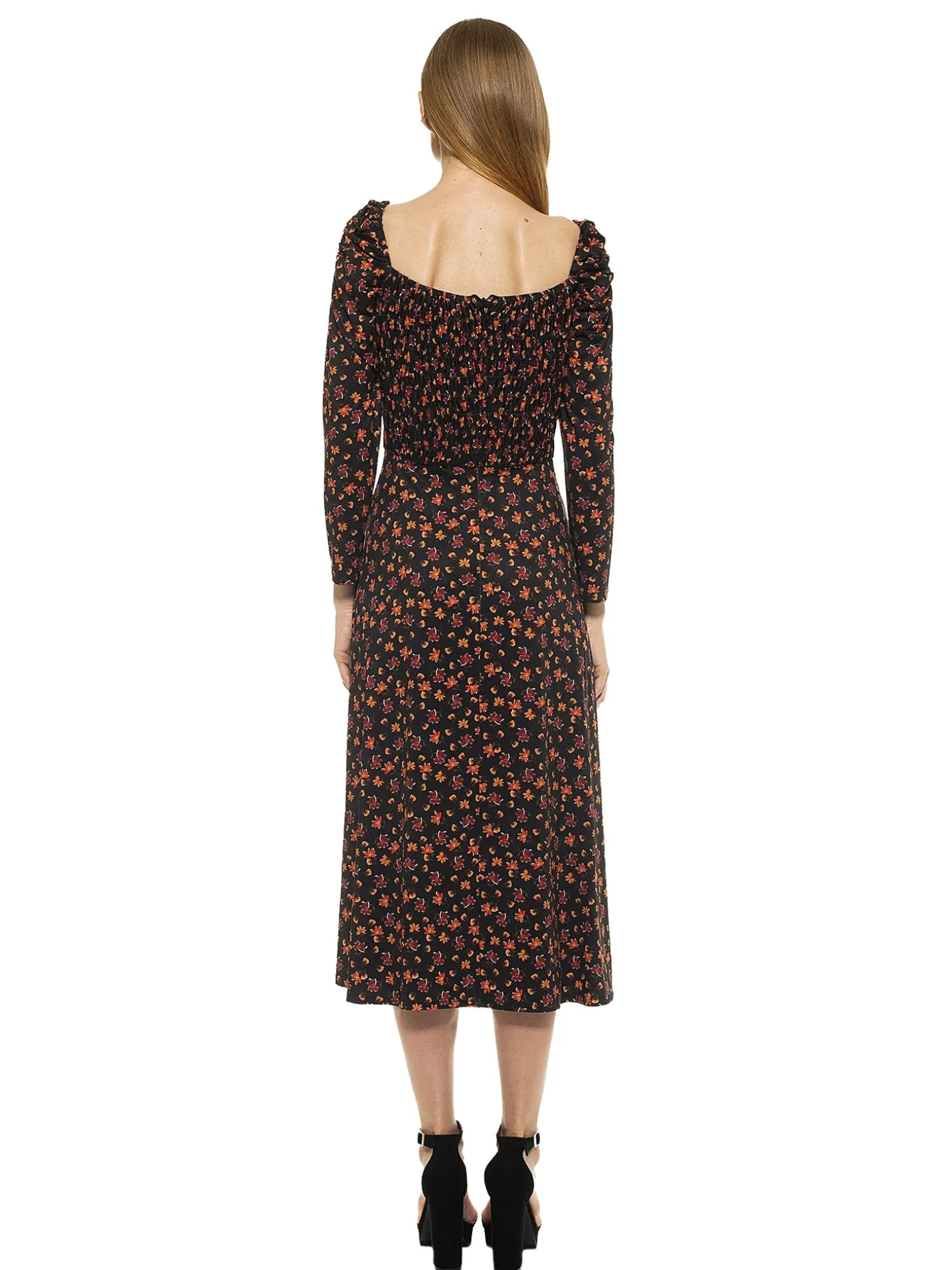 LILA SMOCKED FIT & FLARE PUFF SLEEVE DRESS I ALEXIA ADMOR