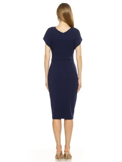 NAOMI DRAPE SURPLICE SHEATH I ALEXIA ADMOR