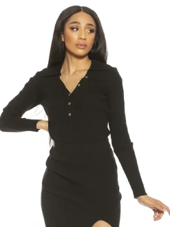 Ribbed Polo Top