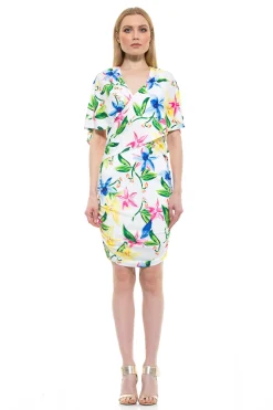 Tamara Surplice Tropical Print Dress- Alexia Admor Style No. D3215