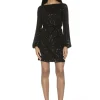 Val Tie Sequin Shift Dress